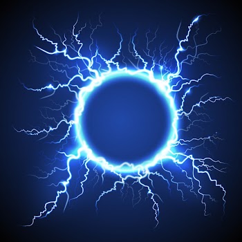 Circle lightning realistic blue background Free Vector