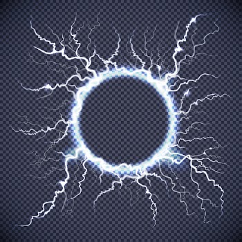 Circle lightning realistic transparent background Free Vector