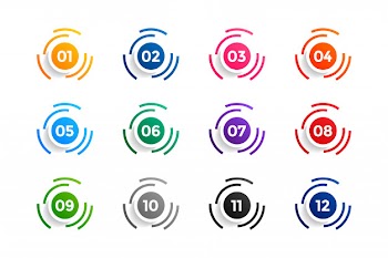 Circle number bullet points set from one to twelve Free Vector