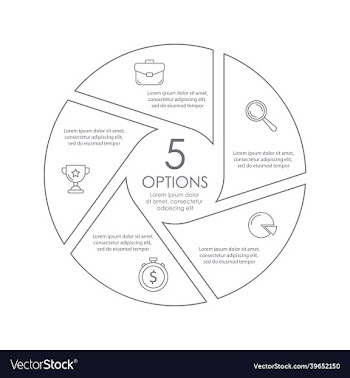 circle outline infographic with 5 steps or options