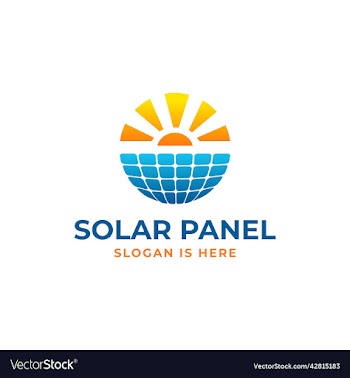 circle solar panel with sun logo design