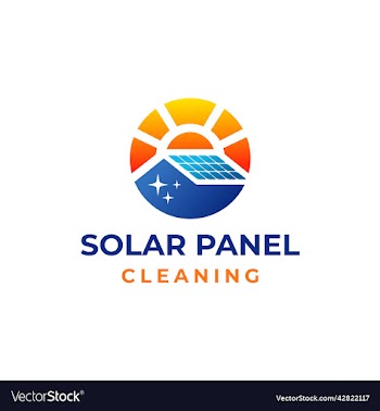 circle sun and house with solar panel logo