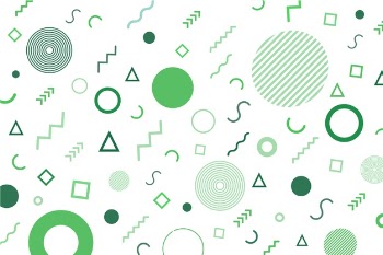 Circles and lines in green tones memphis background Free Vector