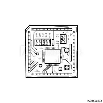 Circuit board hand drawn outline doodle icon