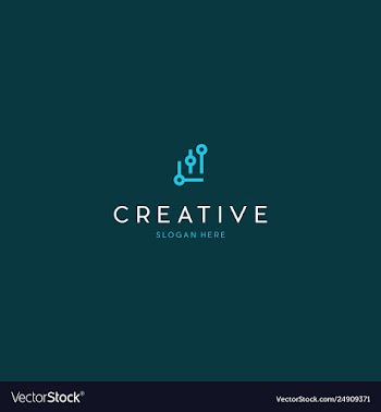 Circuit line media tech creative logo design vector image