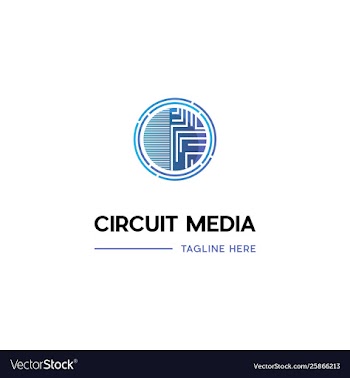 Circuit media circle logo design vector image