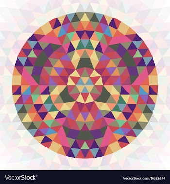 Circular abstract geometric triangle kaleidoscope vector image
