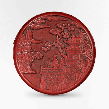 Circular Box (1403-1427) Carved red | Free Photo - rawpixel
