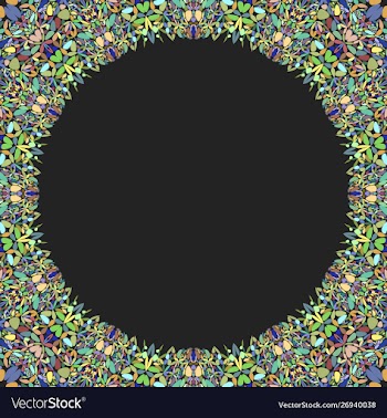 Circular floral frame ornament - background design vector image