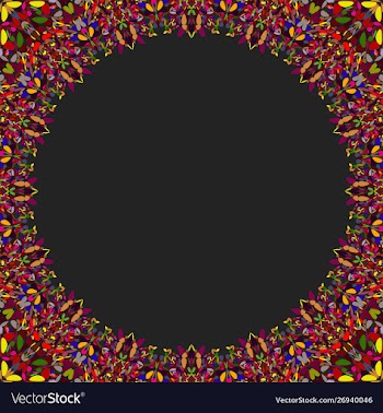 Circular floral frame ornament - background design vector image