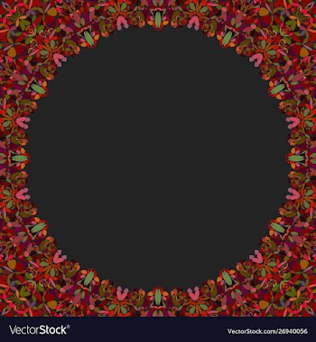 Circular floral frame ornament - background design vector image
