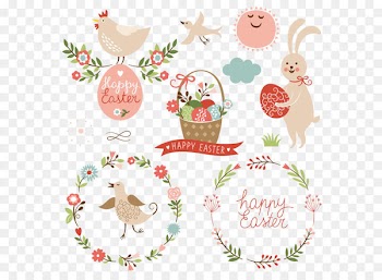 Circular frame illustration birds and rabbits 