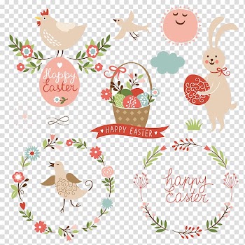 Circular frame illustration birds and rabbits transparent background PNG clipart