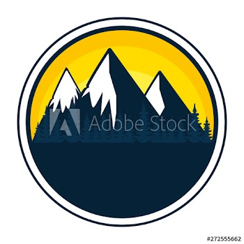 circular frame with forest and mountains zone