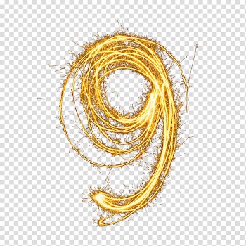 Circular orange lightning line illustration, Blaze number 9 transparent background PNG clipart
