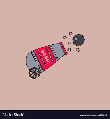 Circus cannon flat icon in hatching style vector image