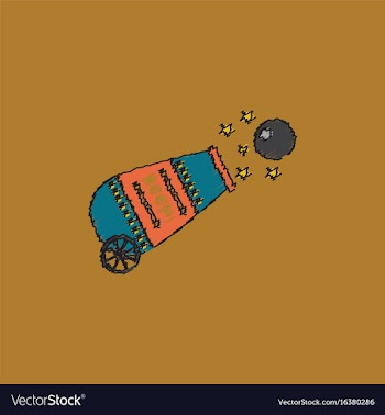 Circus cannon flat icon in hatching style vector image