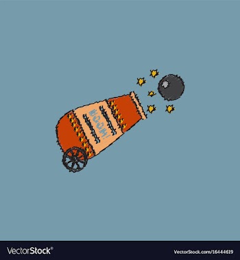 Circus cannon flat icon in hatching style vector image