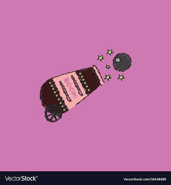Circus cannon flat icon in hatching style vector image