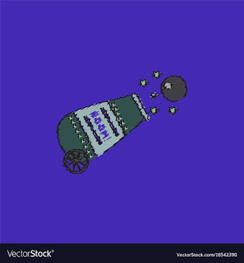 Circus cannon flat icon in hatching style vector image