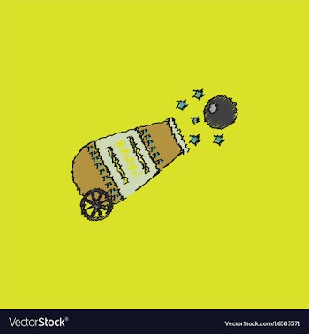 Circus cannon flat icon in hatching style vector image