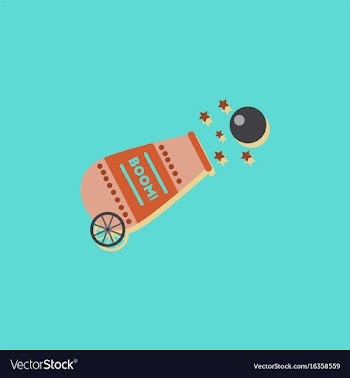 Circus cannon flat icon in sticker style vector image