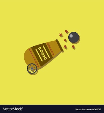 Circus cannon flat icon in sticker style vector image