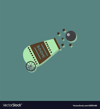 Circus cannon flat icon in sticker style vector image