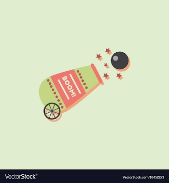 Circus cannon flat icon in sticker style vector image