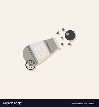 Circus cannon flat icon in sticker style vector image