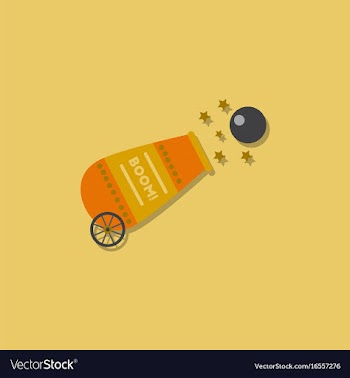 Circus cannon flat icon in sticker style vector image