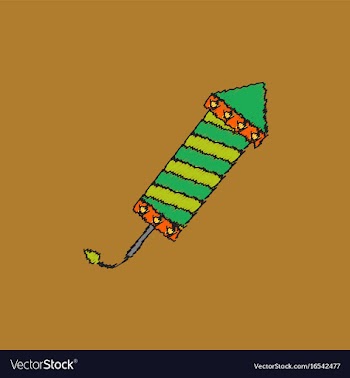 Circus carnival entertainment rocket in hatching vector image