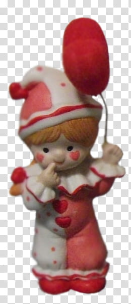 Circus, clown holding red balloon figurine transparent background PNG clipart