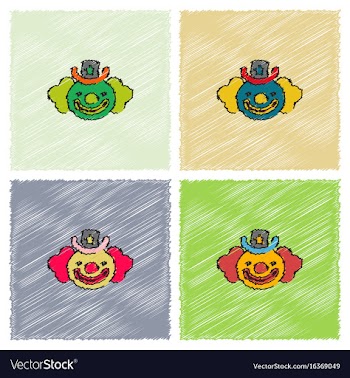Circus clown set in hatching style vector image