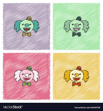 Circus clown set in hatching style vector image