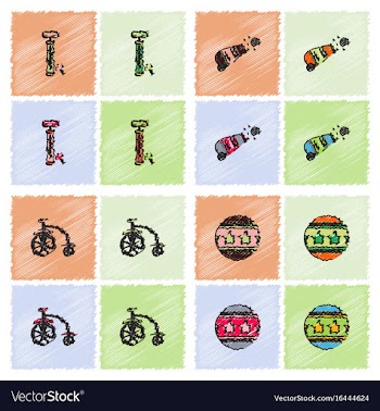 Circus equipment icons in hatching style vector image
