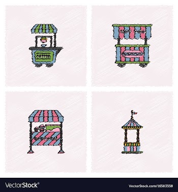 Circus equipment icons in hatching style vector image