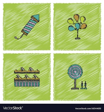 Circus icons collection in hatching style vector image