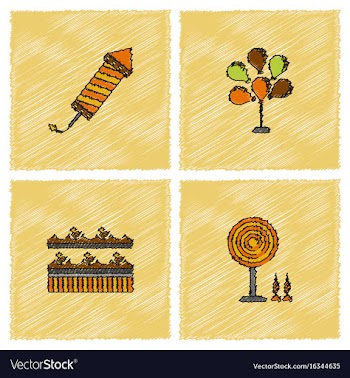 Circus icons collection in hatching style vector image