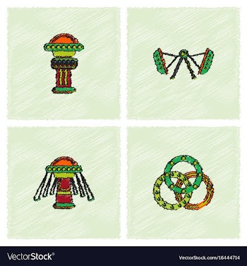 Circus icons collection in hatching style vector image