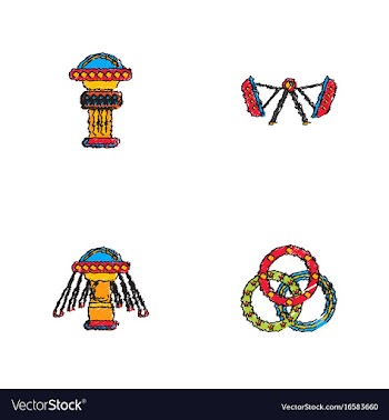 Circus icons collection in hatching style vector image