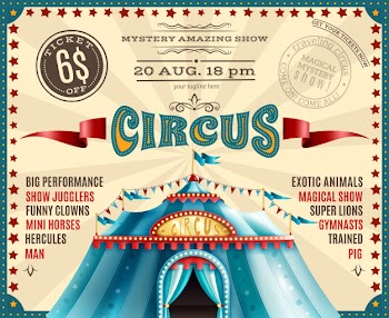 Circus performance announcement retro poster Free Vector