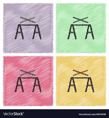 Circus pole balancerequipment set in hatching vector image