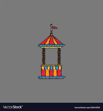 Circus ticket cart icon in hatching style vector image