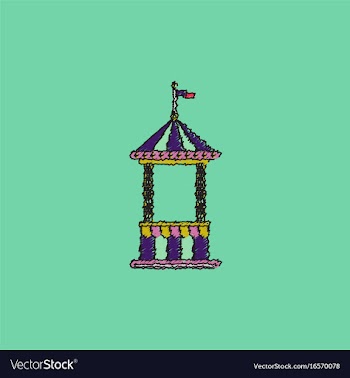 Circus ticket cart icon in hatching style vector image