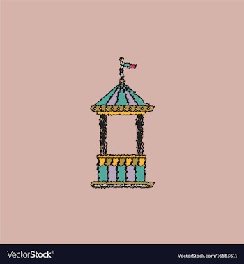 Circus ticket cart icon in hatching style vector image