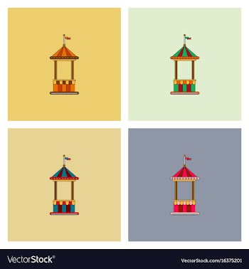 Circus ticket cart icon set vector image