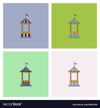 Circus ticket cart icon set vector image