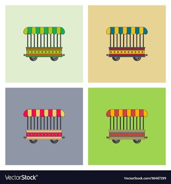 Circus wagon icon in flat style isolated on white vector image