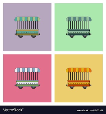 Circus wagon icon in flat style isolated on white vector image